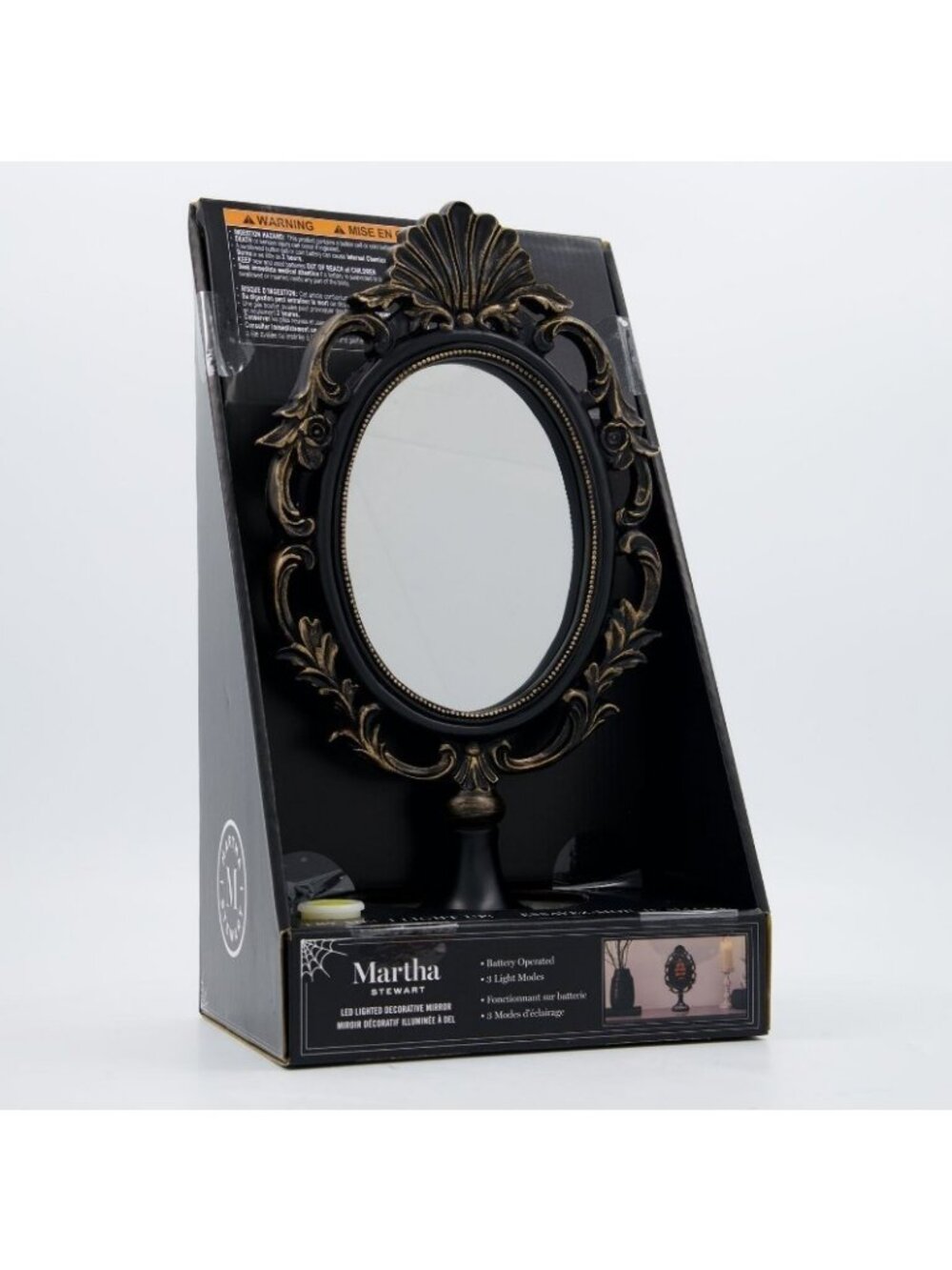 New Martha Stewart Halloween LED Lighted Decorative Mirror Gothic Tabletop 14"
